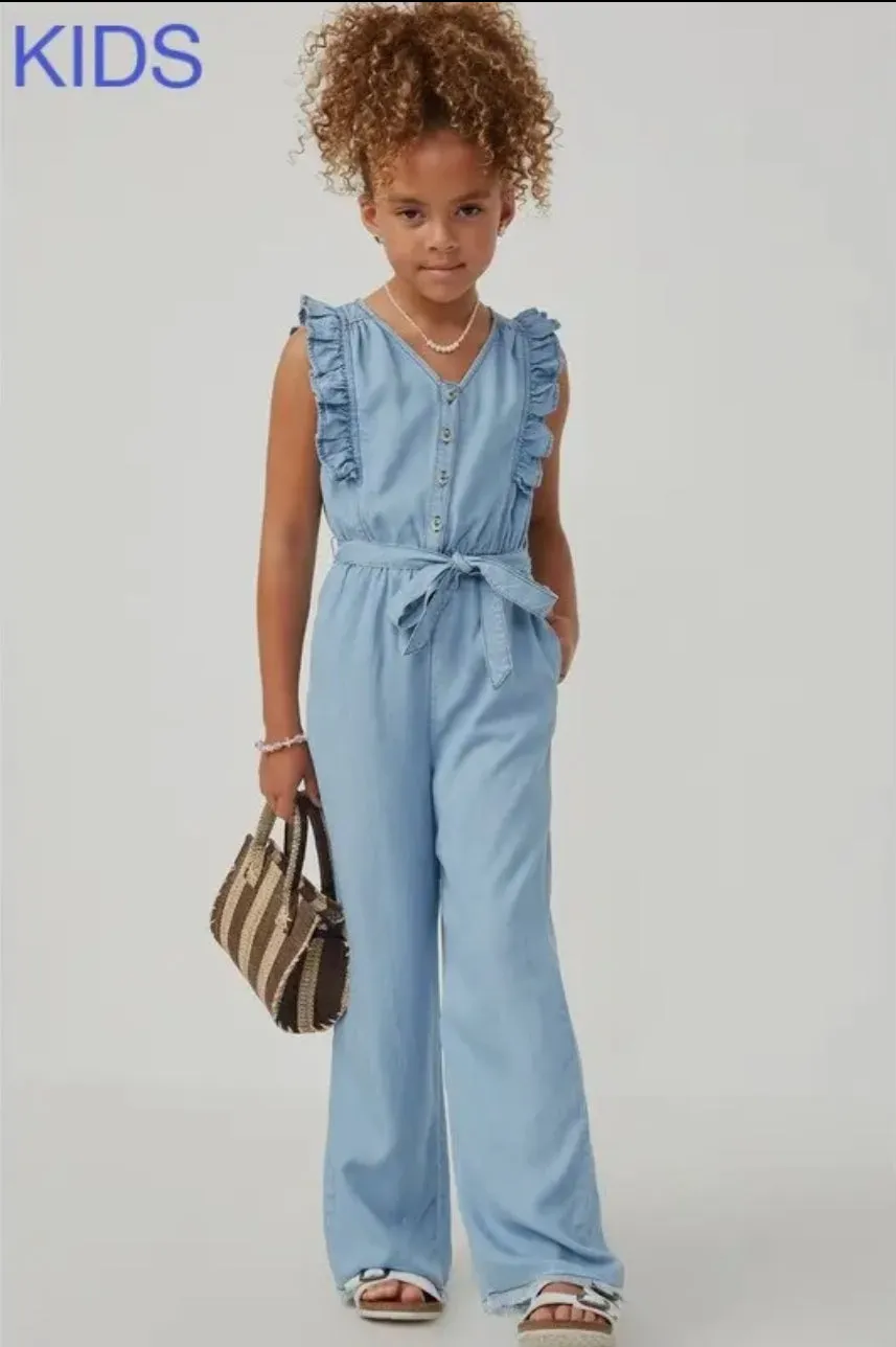 Girls: Denim Days Ruffle Jumpsuit