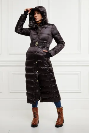 Holland Cooper Arosa Quilted Longline Ladies Coat in Chocolate