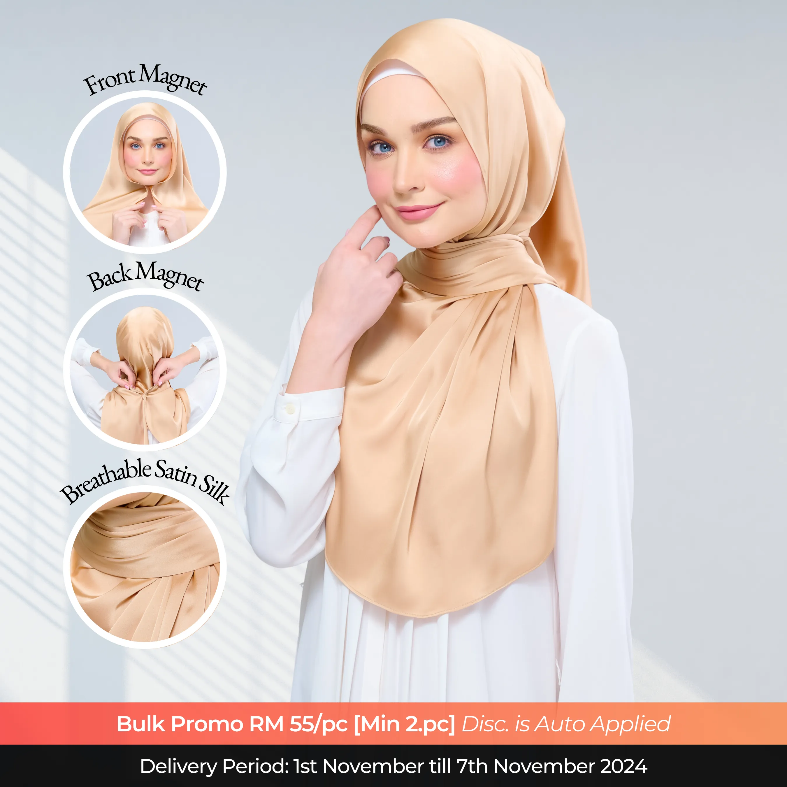 Instant Tag n' Go Shawl  | Satin Silk in Gold