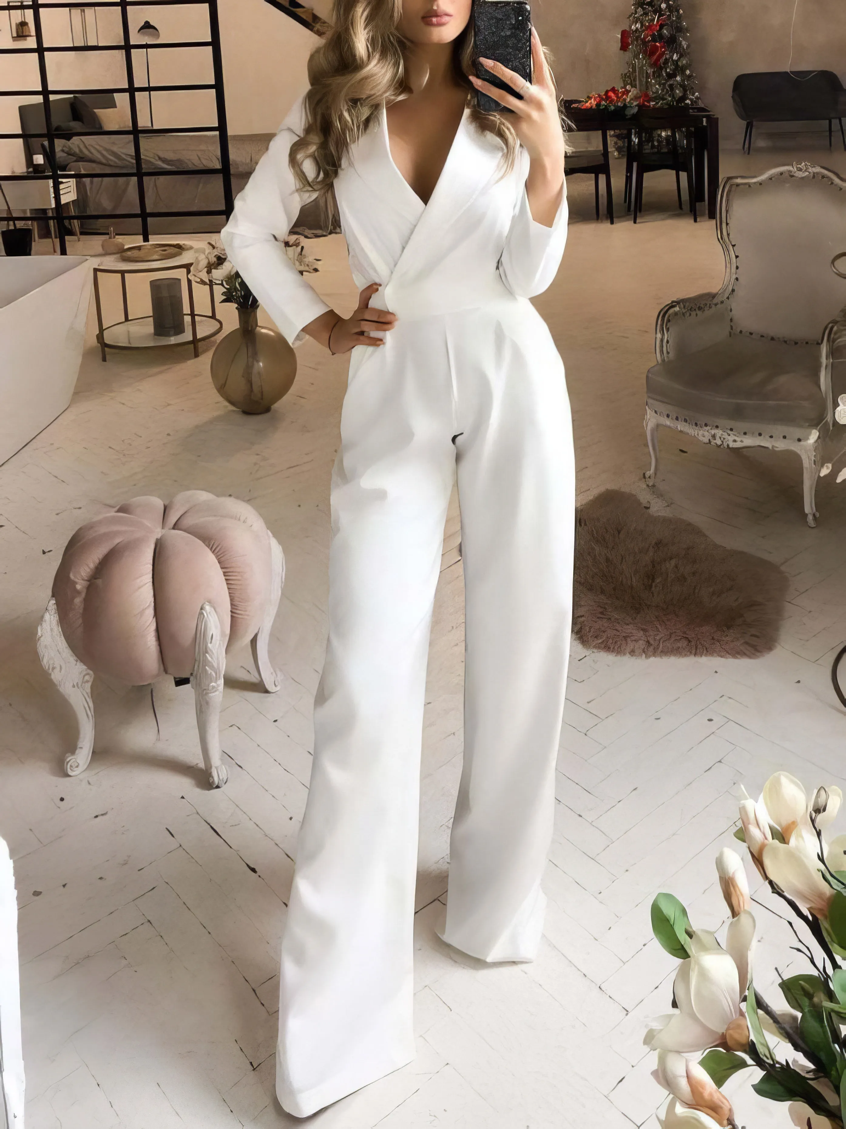 Jumpsuits Solid Long Sleeve Slim Fit Jumpsuit for Women