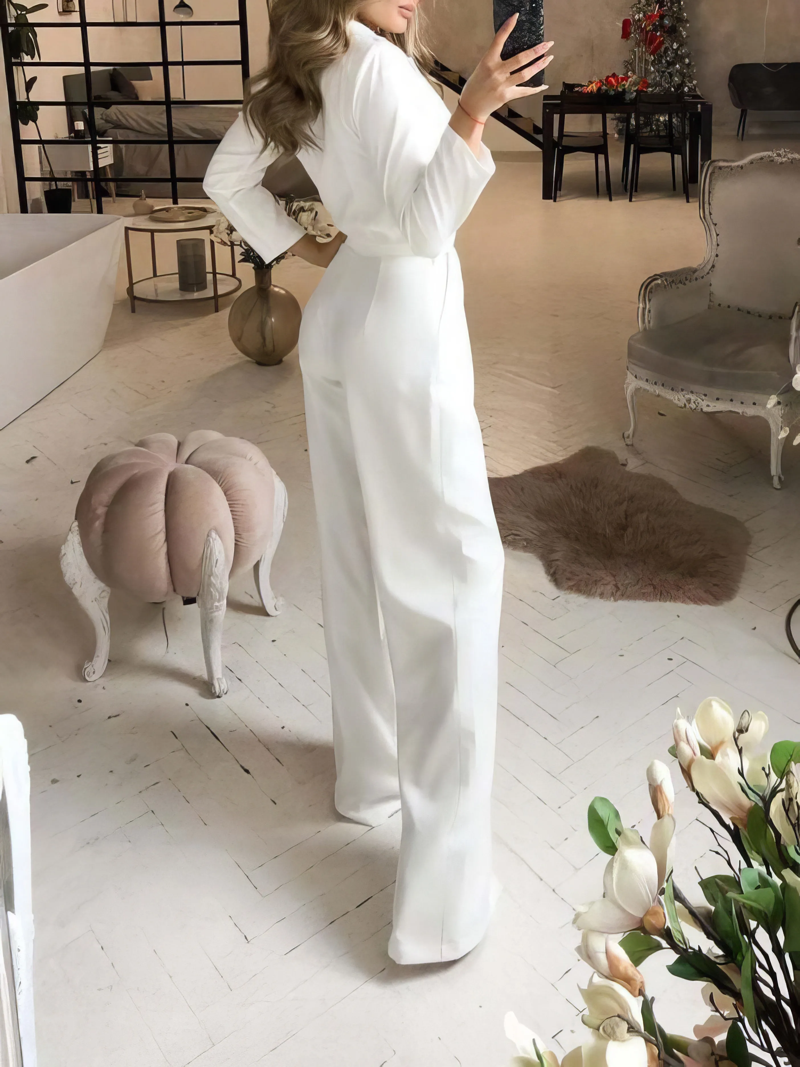 Jumpsuits Solid Long Sleeve Slim Fit Jumpsuit for Women