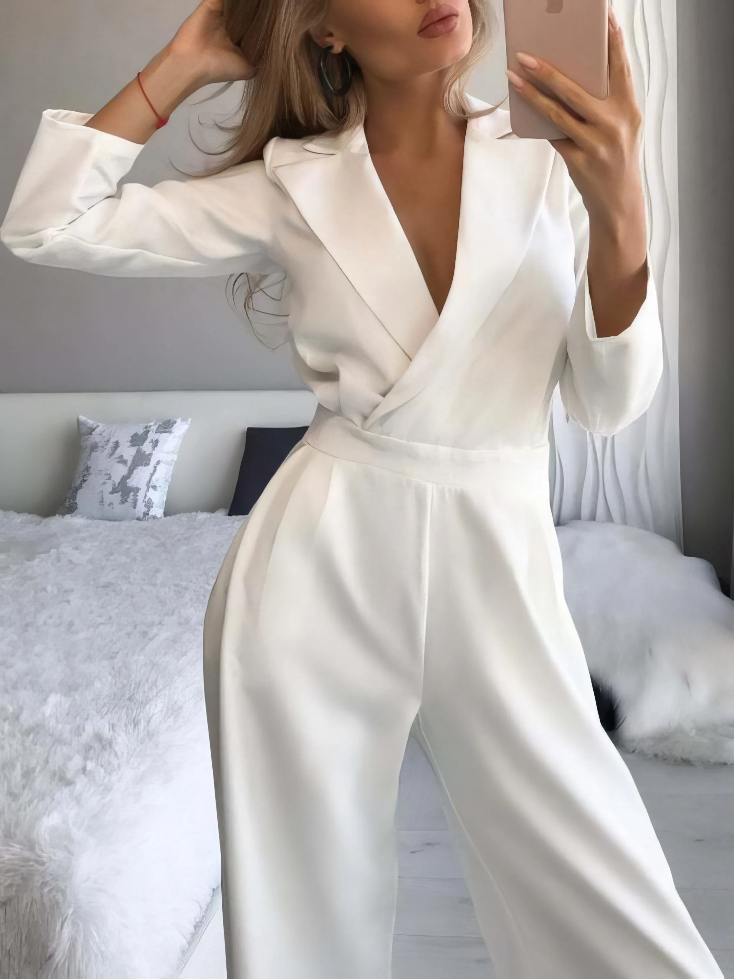 Jumpsuits Solid Long Sleeve Slim Fit Jumpsuit for Women