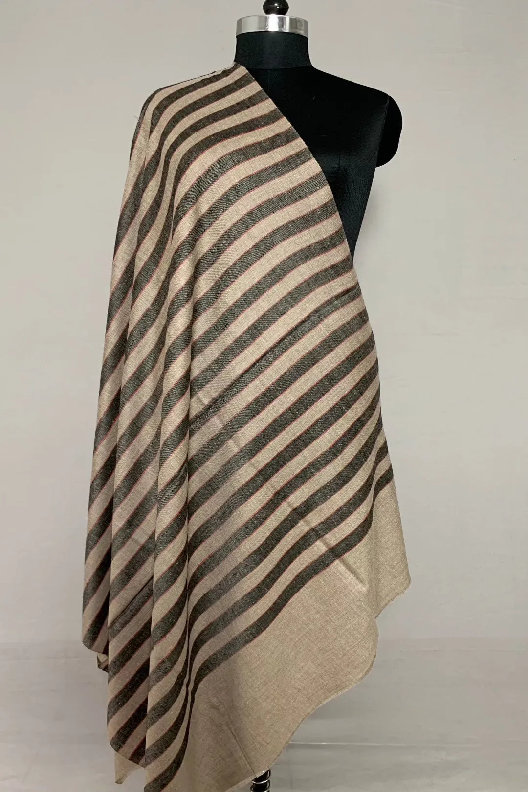 Kingston Black Strips Cashmere Shawl