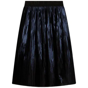 KL Navy Pleated Midi Skirt