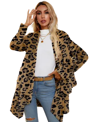 Leopard Long Sleeve Open Front Cardigan