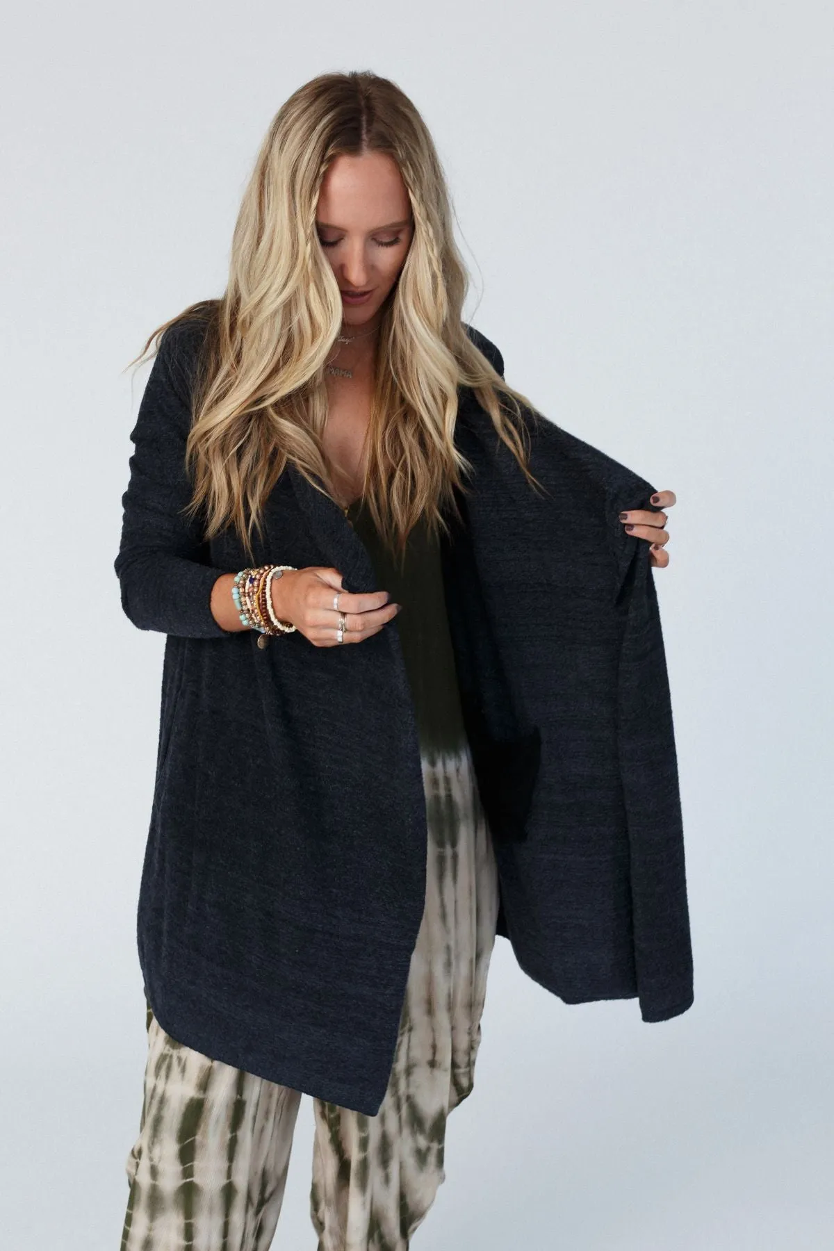 Mulholland Draped Cardigan - Charcoal