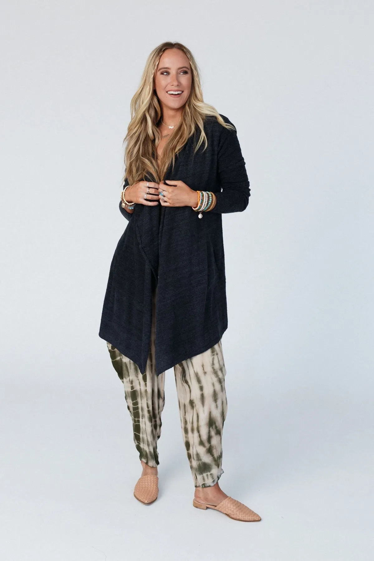 Mulholland Draped Cardigan - Charcoal