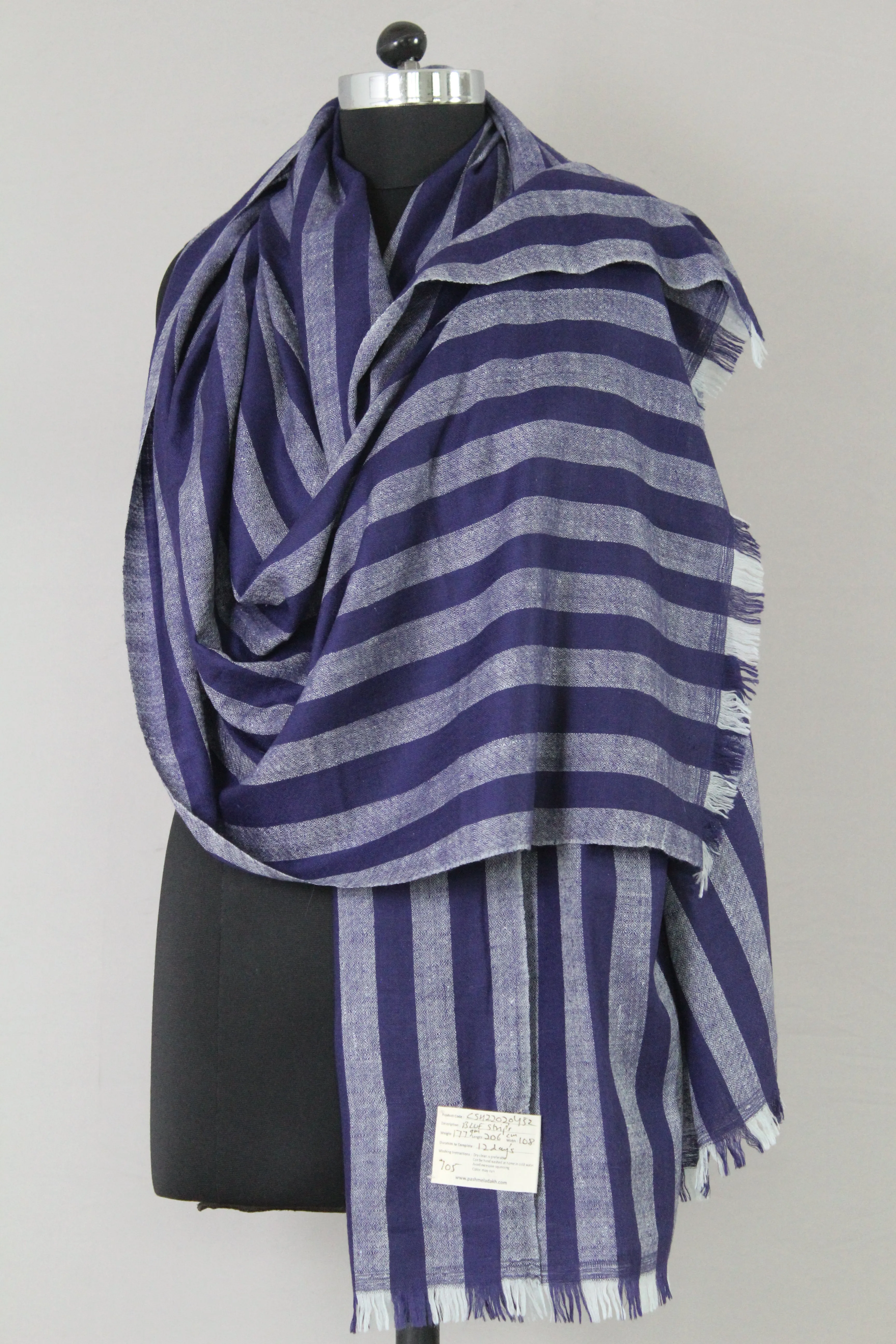 Northrop Blue Strips Cashmere Shawl