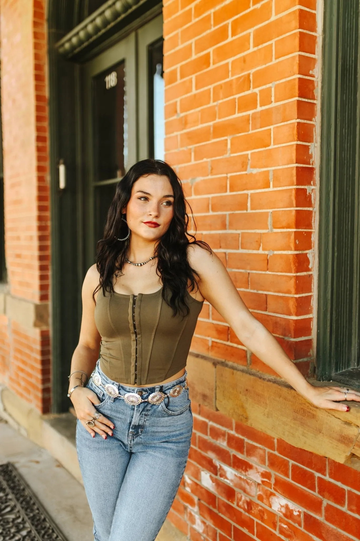 Olive Corset Tank Top