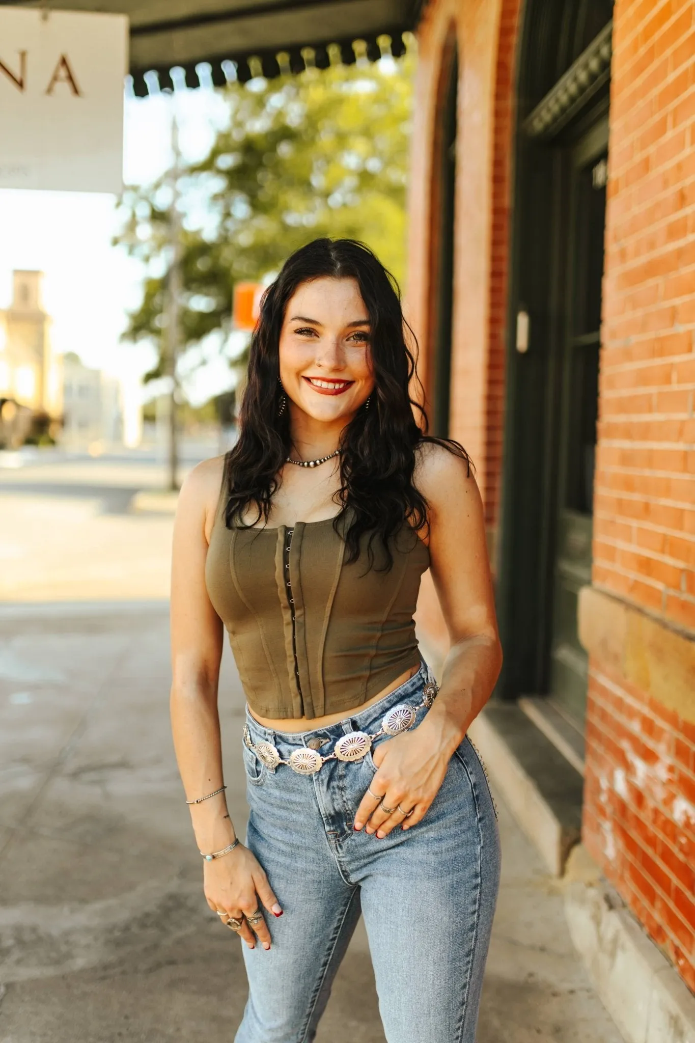 Olive Corset Tank Top