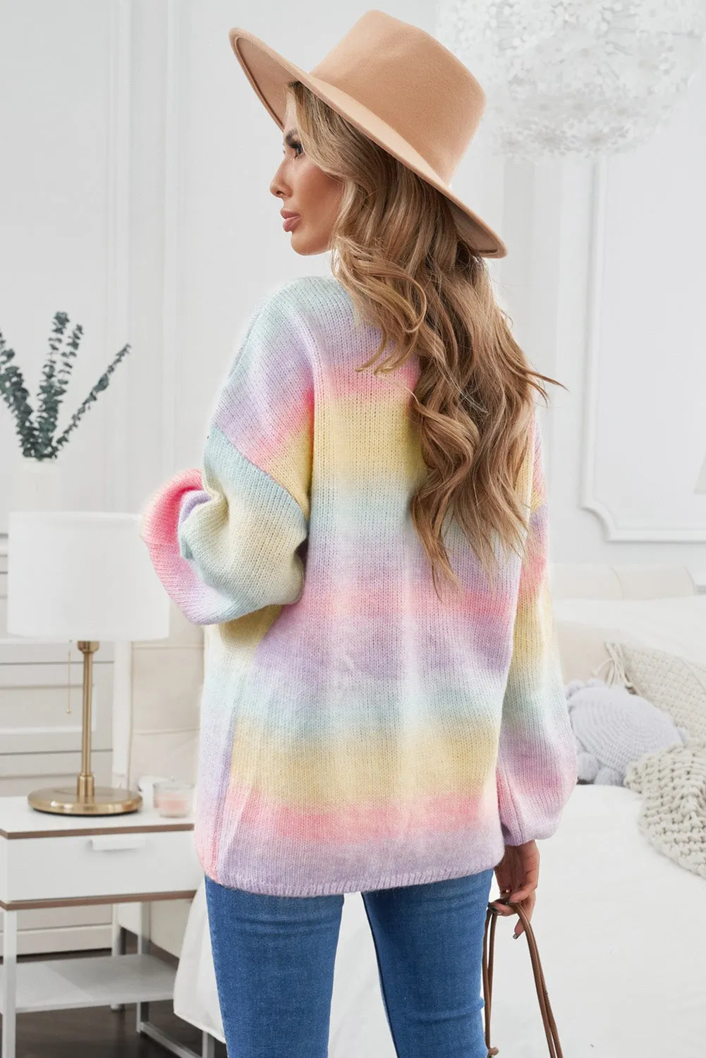 Ombre Tie-dye Drop Shoulder Cardigan