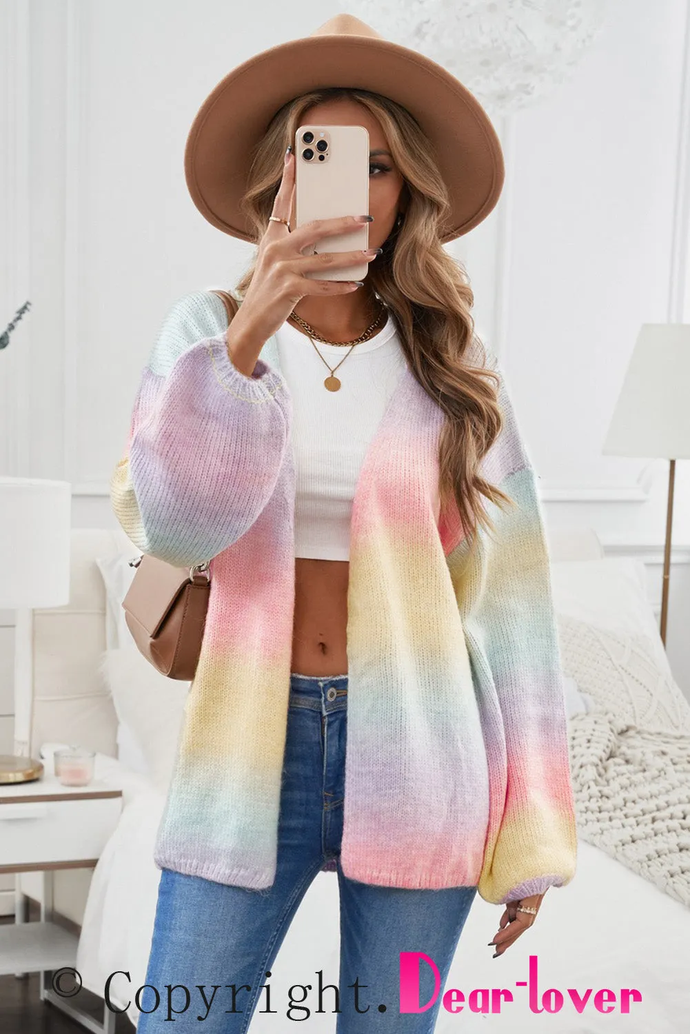 Ombre Tie-dye Drop Shoulder Cardigan