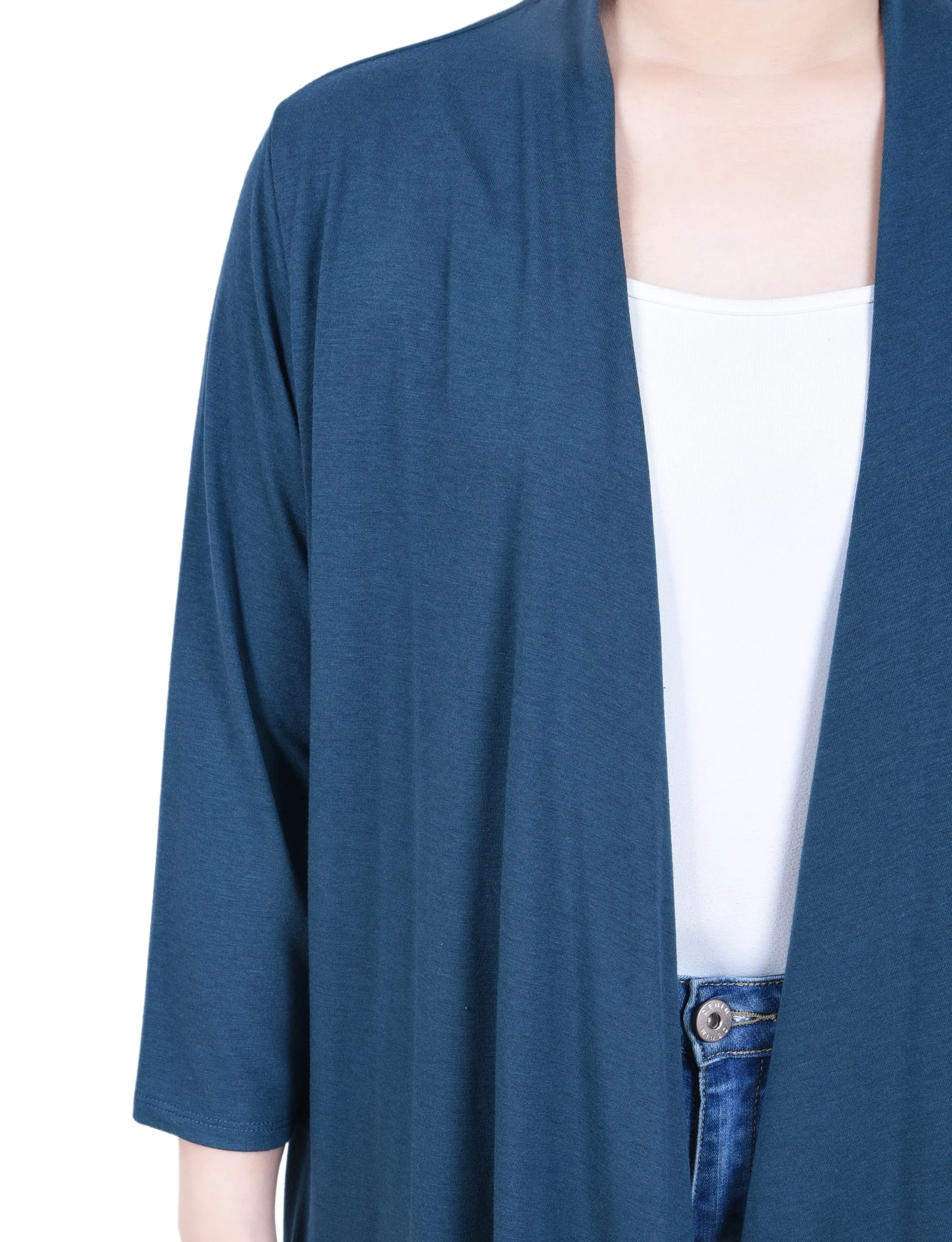 Petite 3/4 Sleeve Solid Cardigan