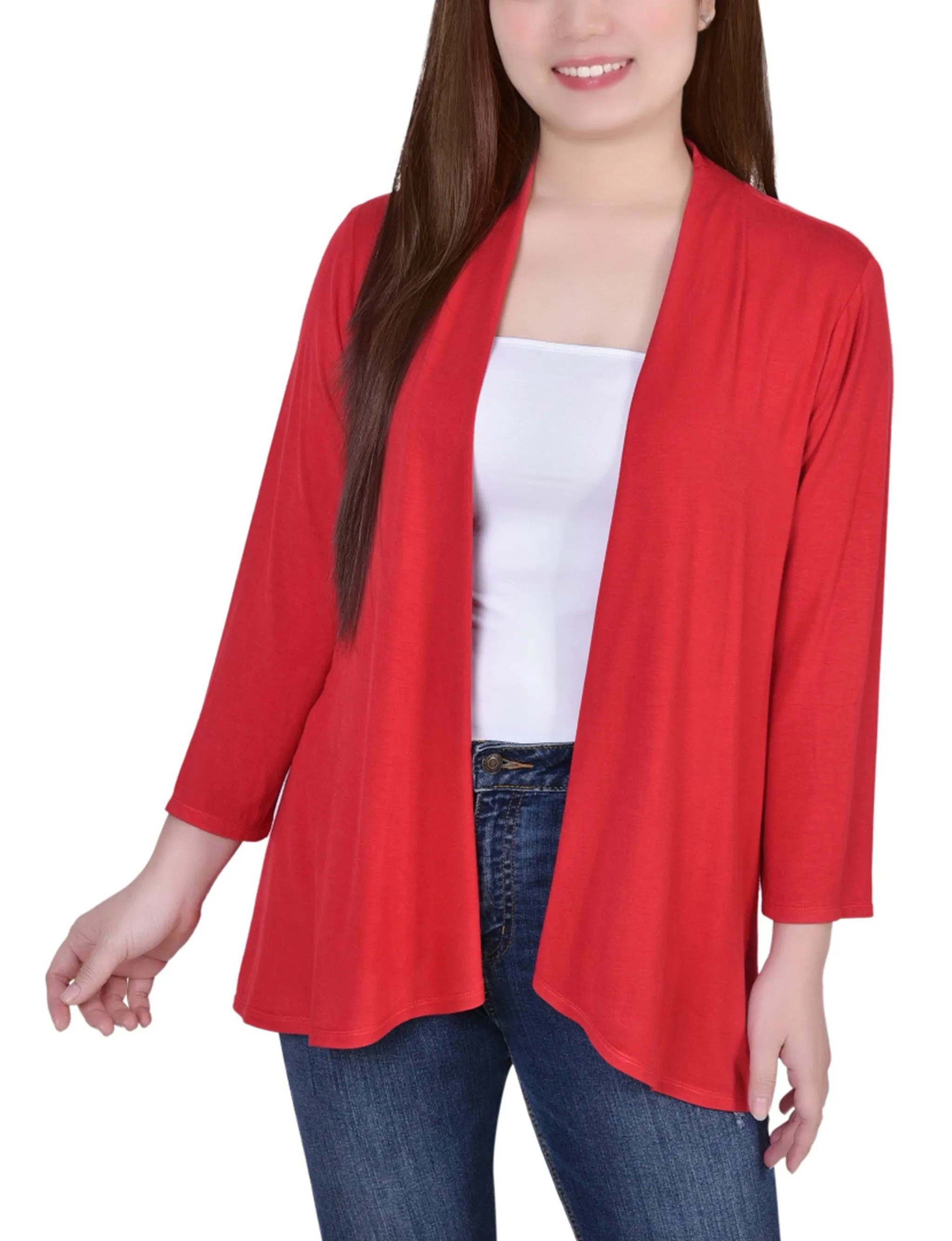 Petite 3/4 Sleeve Solid Cardigan