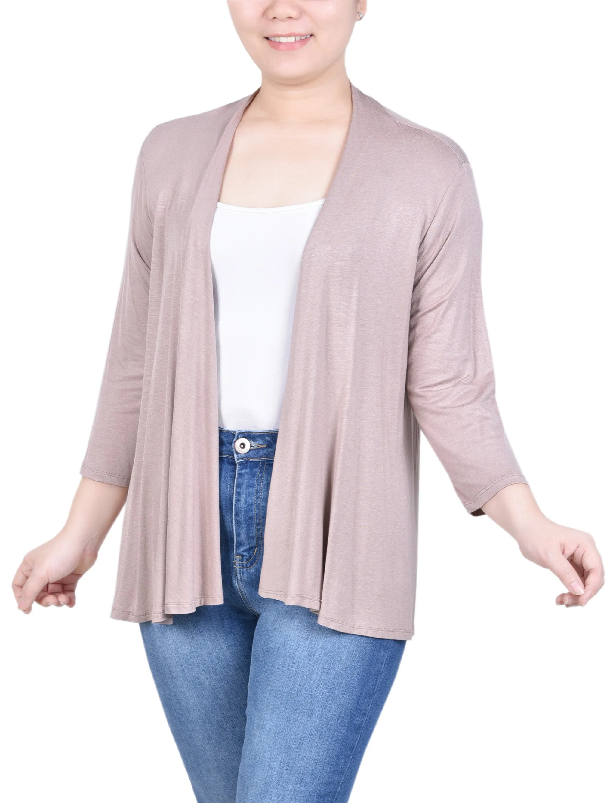 Petite 3/4 Sleeve Solid Cardigan