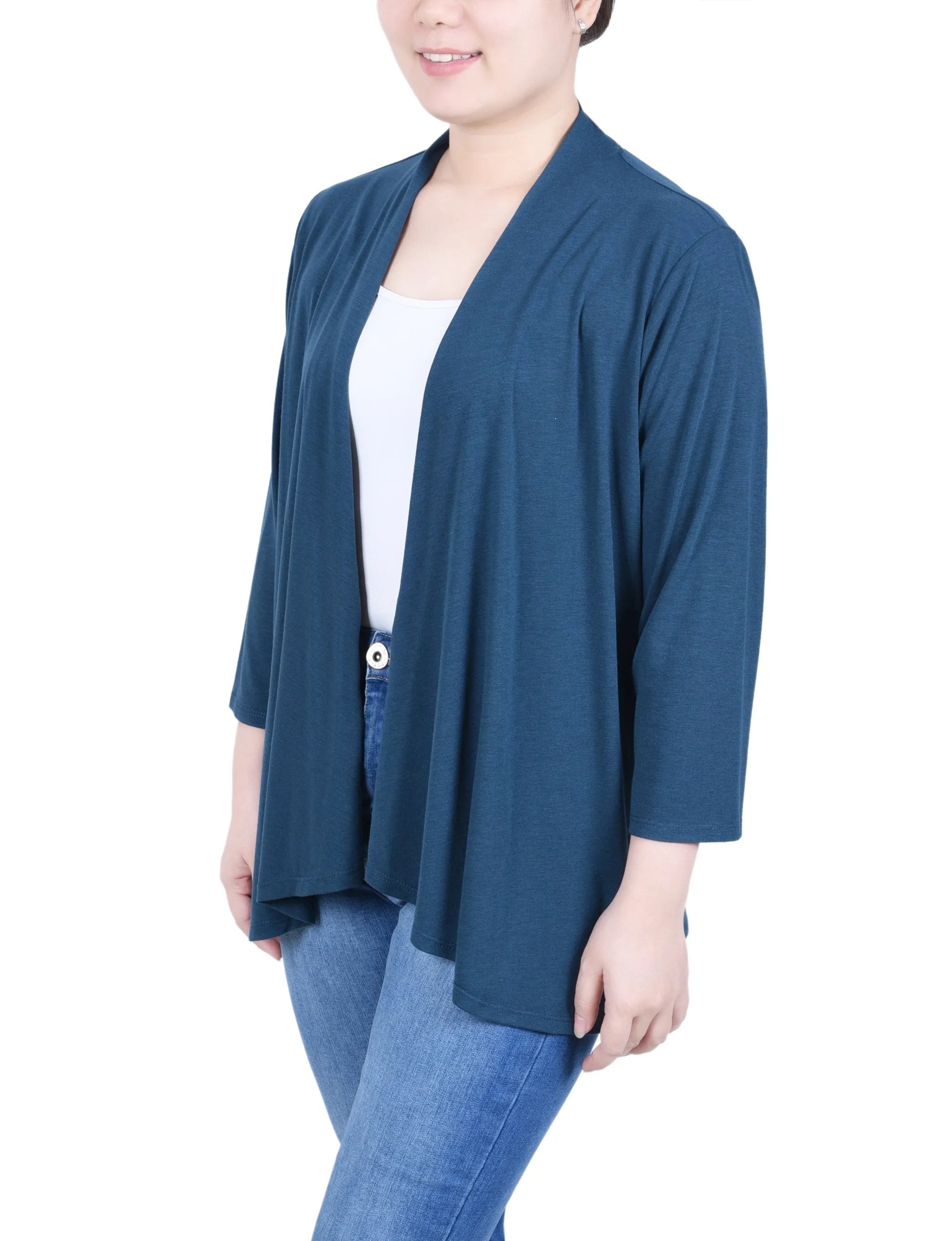 Petite 3/4 Sleeve Solid Cardigan