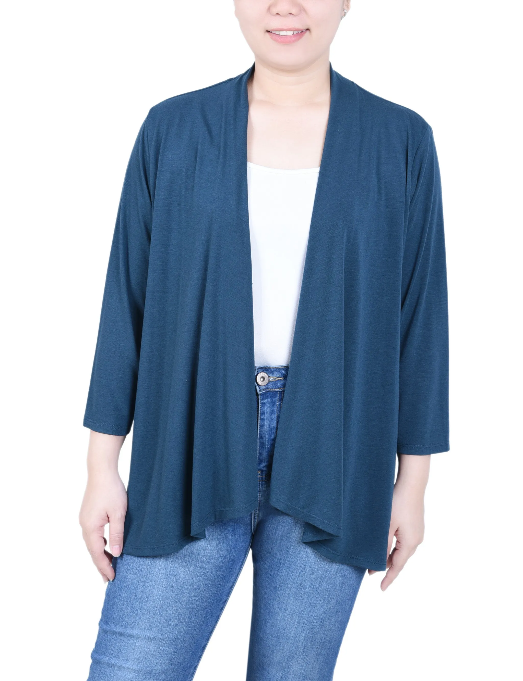 Petite 3/4 Sleeve Solid Cardigan