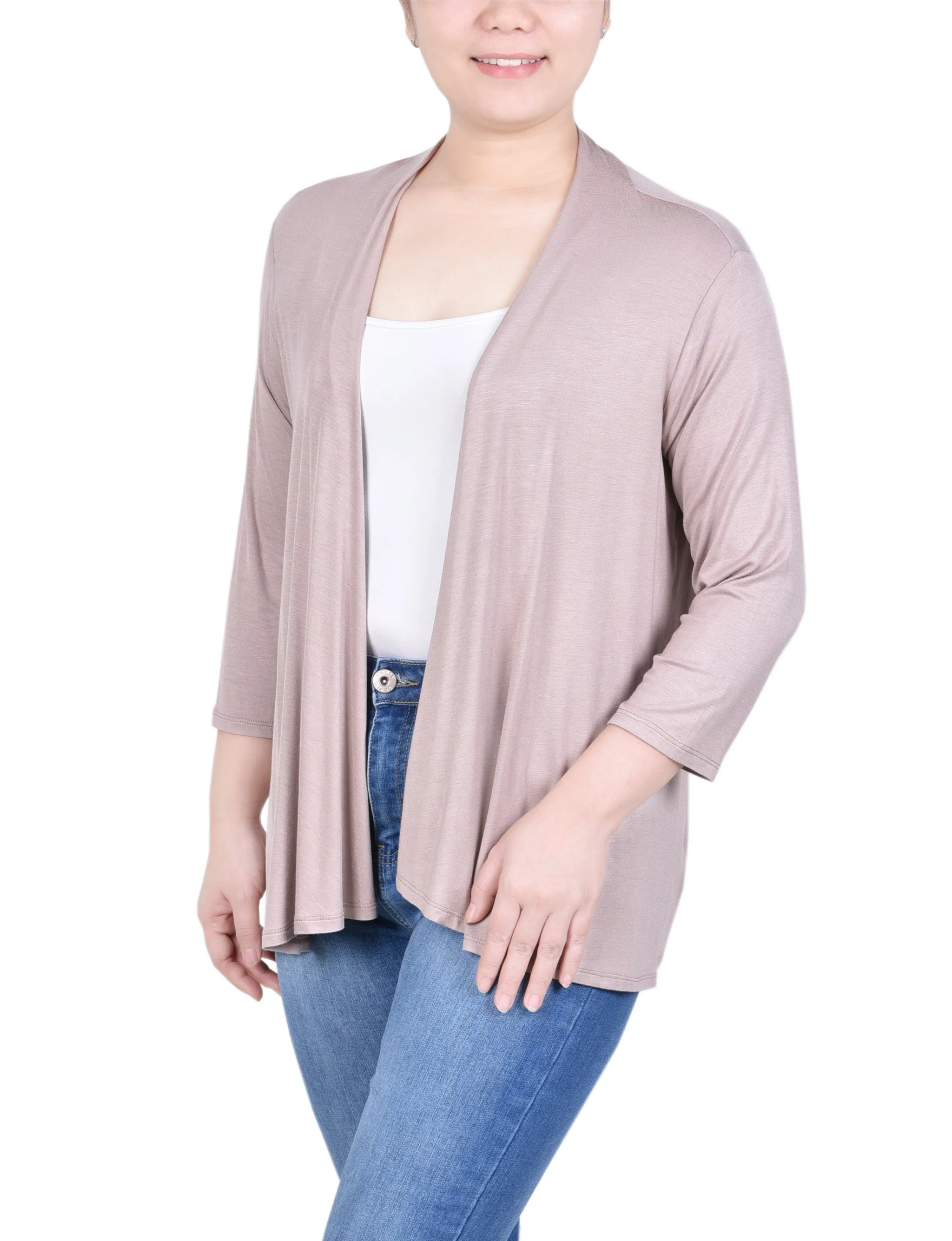 Petite 3/4 Sleeve Solid Cardigan