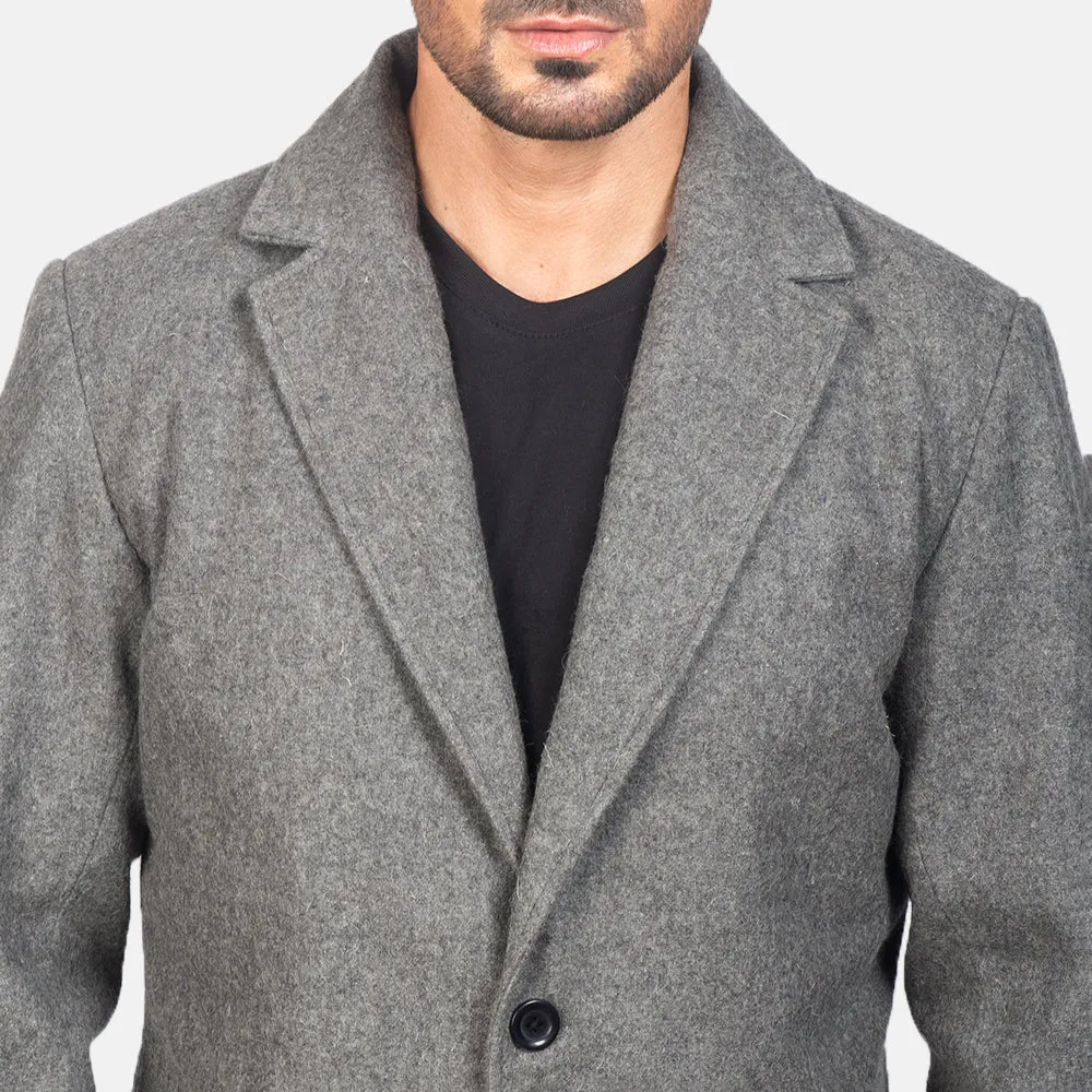 Petrillo Grey Wool Single Breasted Coat