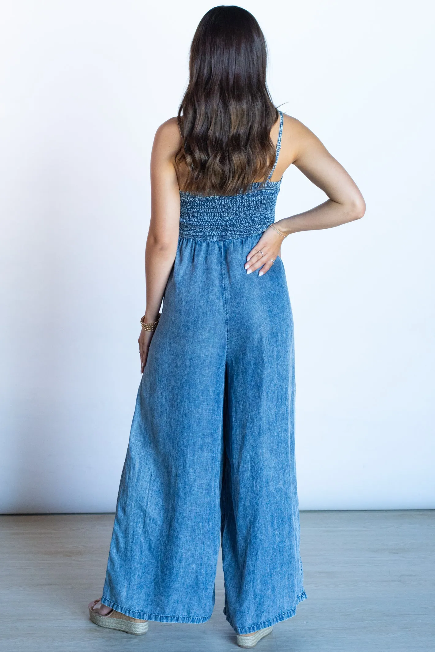 Pickin' Flowers Denim Tencel Jumpsuit