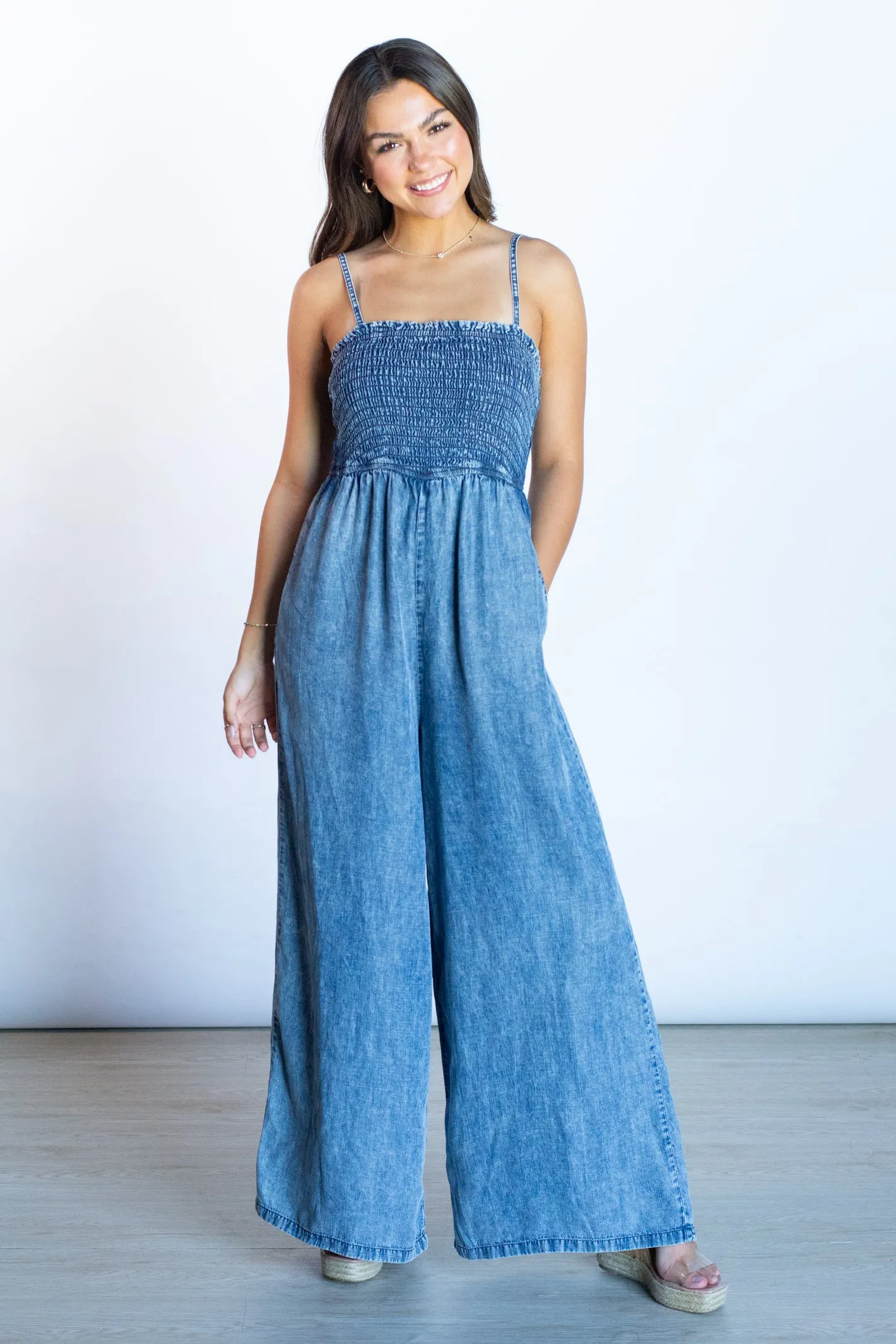 Pickin' Flowers Denim Tencel Jumpsuit