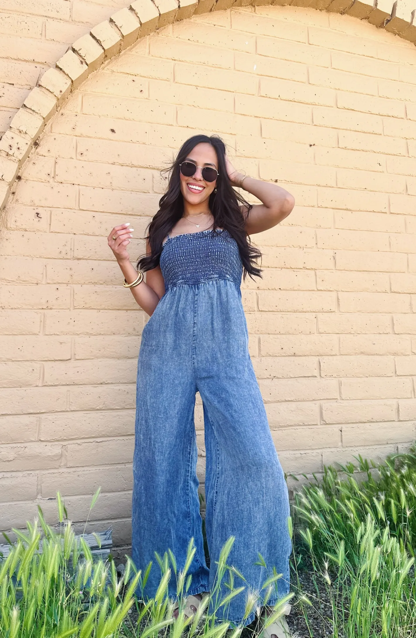 Pickin' Flowers Denim Tencel Jumpsuit