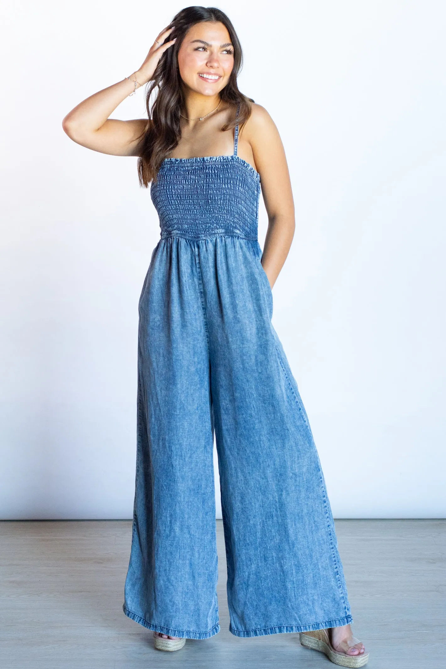 Pickin' Flowers Denim Tencel Jumpsuit