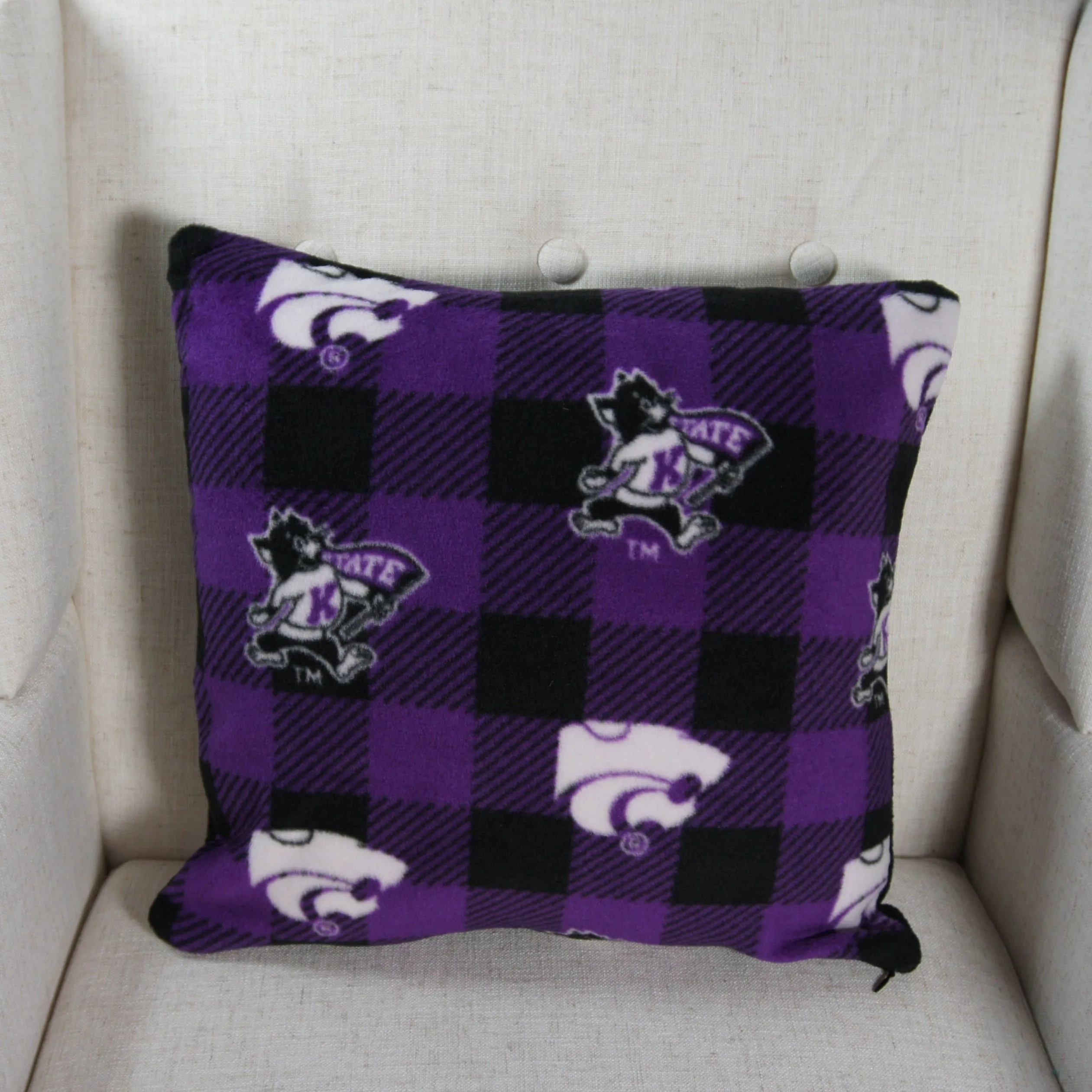 Pillows - College - NCAA - Kansas State University-KSU - Wildcats - Checks- 16 inch