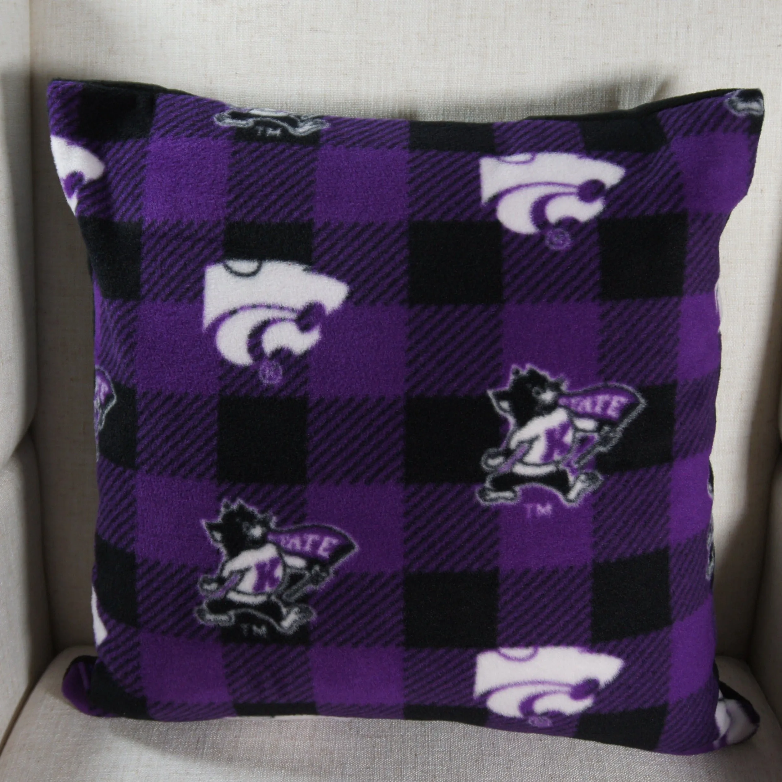 Pillows - College - NCAA - Kansas State University-KSU - Wildcats - Checks - 18 inch