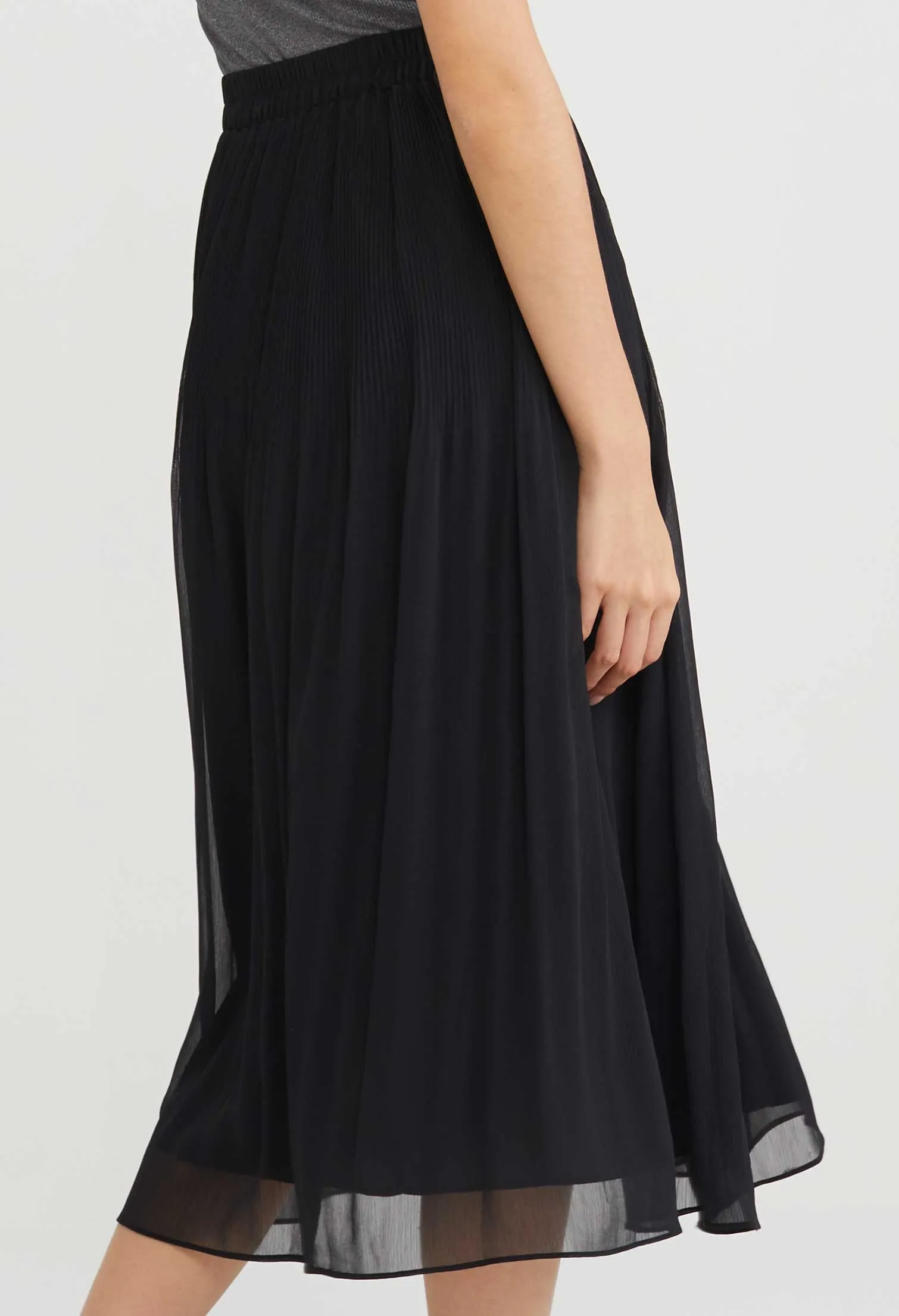 Pleated Chifon Midi Skirt