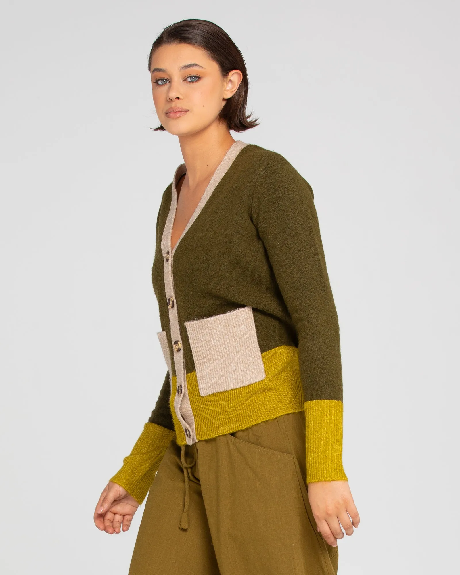 Poet Cardigan - Green/Yellow