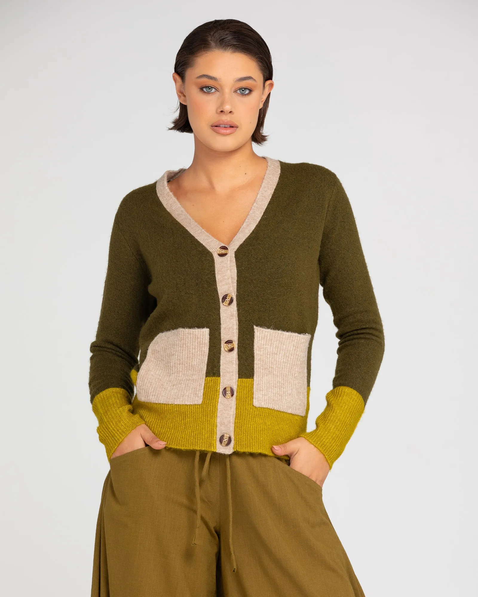 Poet Cardigan - Green/Yellow