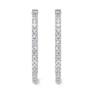 Round Diamond Hoop Earrings, 2.15 CT