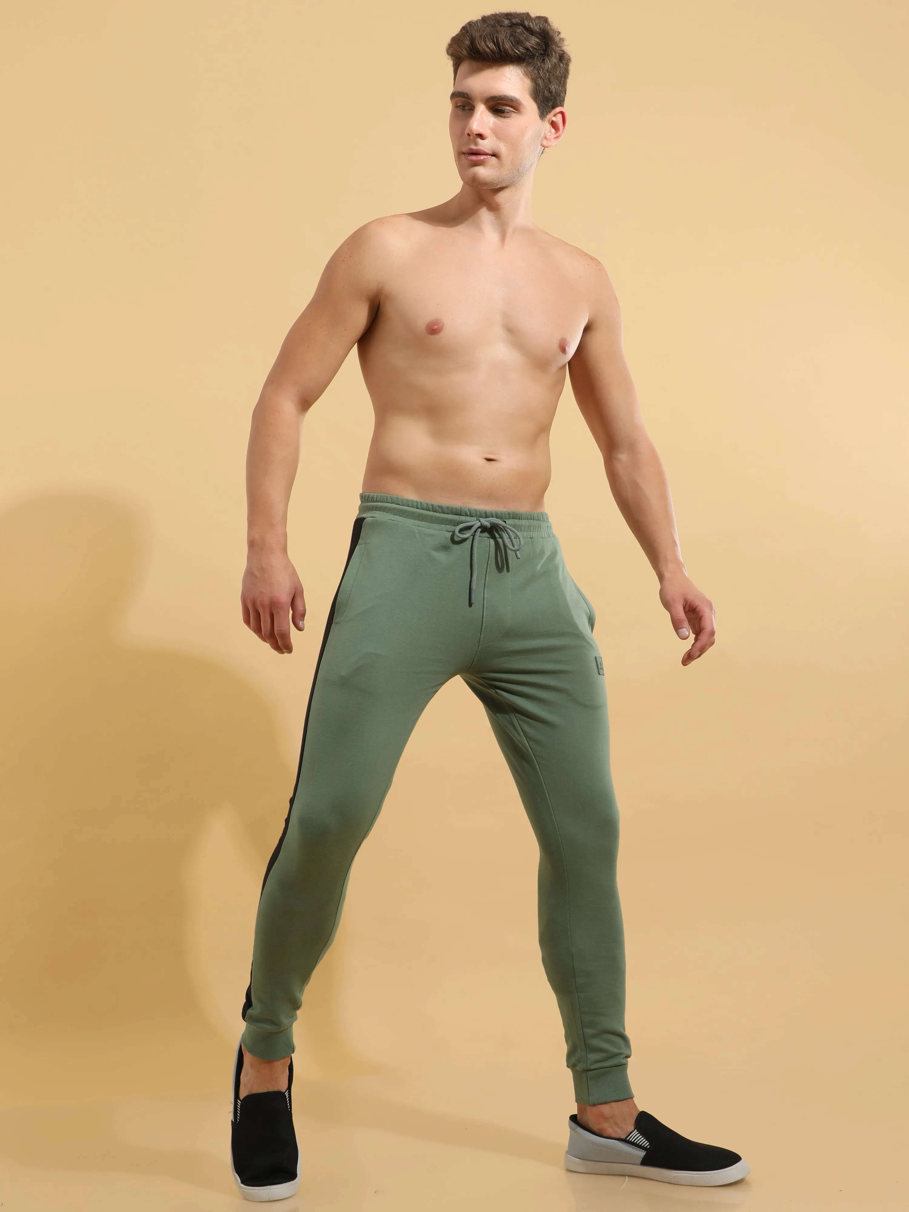 Sea Green Cotton  Joggers