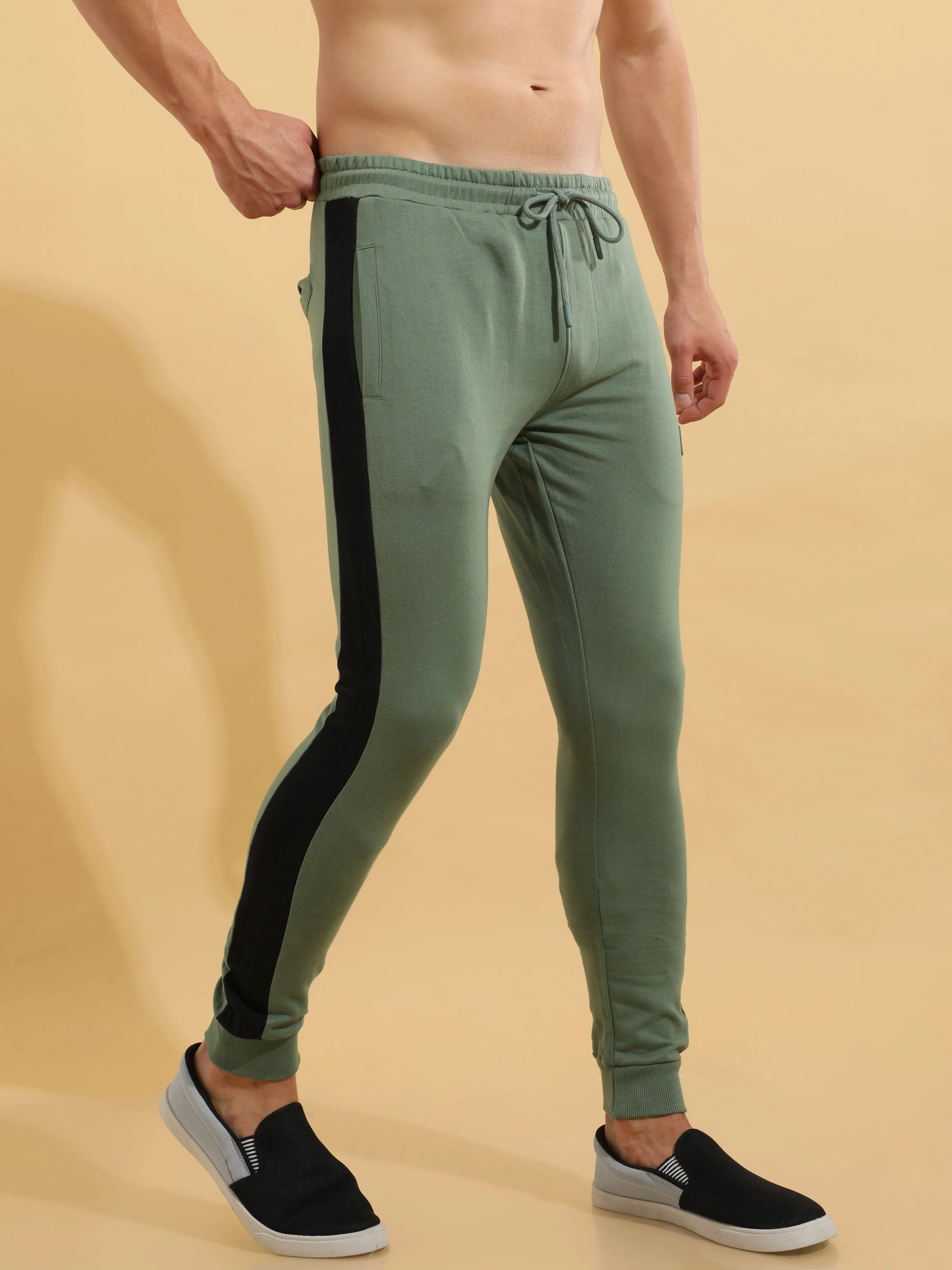 Sea Green Cotton  Joggers