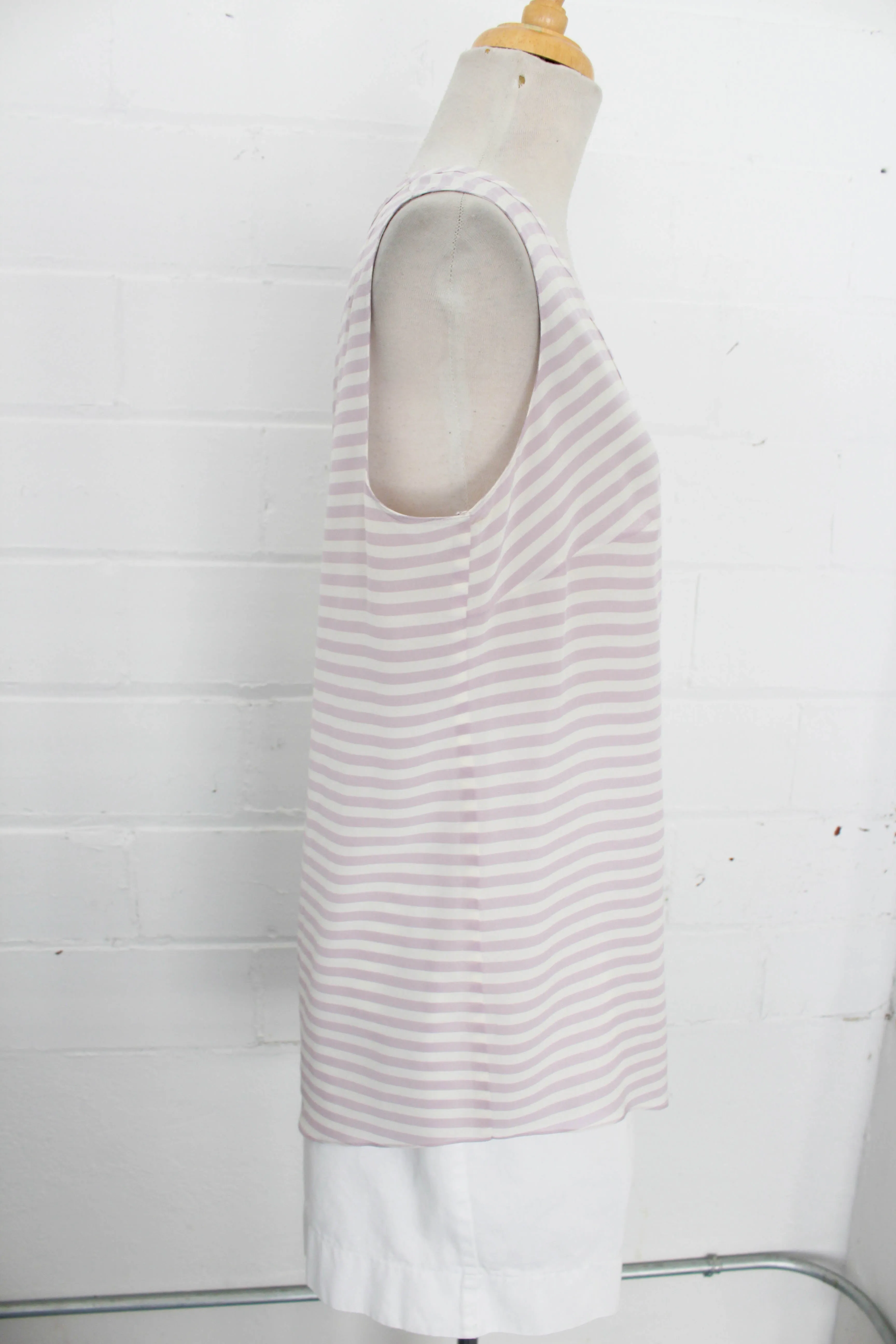 Silk Akris Punto Lilac Striped Tank Top, Large