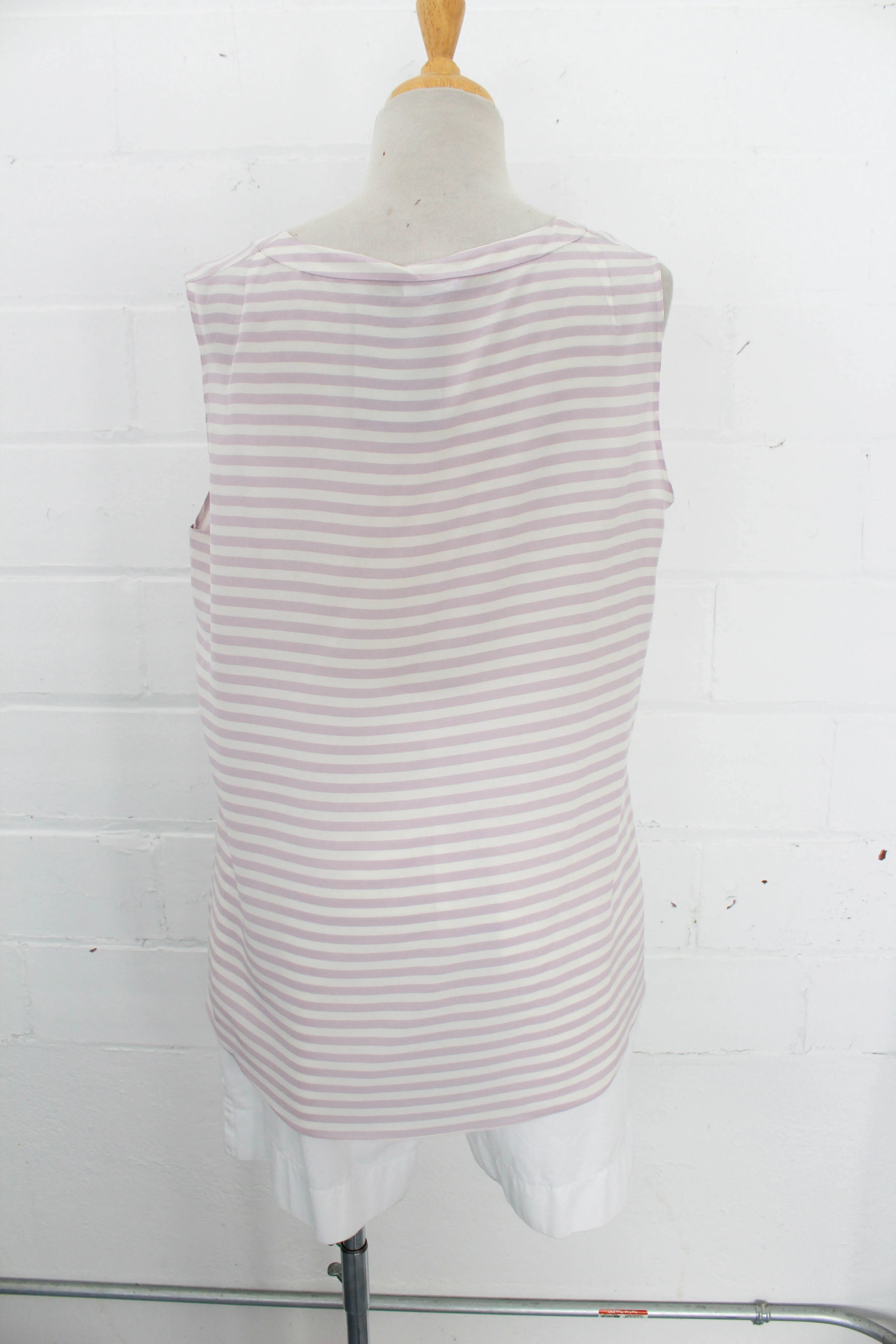 Silk Akris Punto Lilac Striped Tank Top, Large