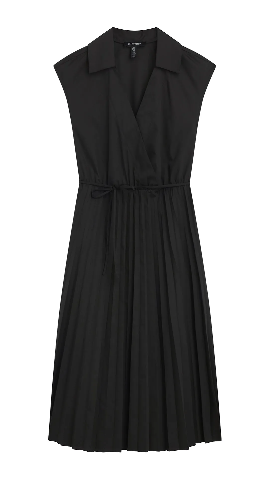 SLEEVELESS DRESS WITH PLEATED POPLIN SKIRT