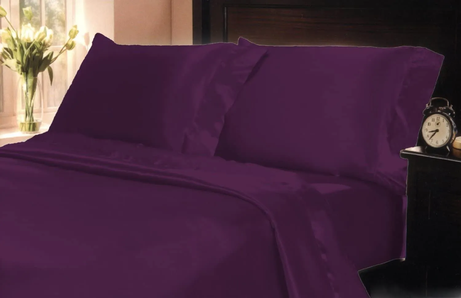 Soft Silky Satin Solid Color Deep Pocket Sheet Set