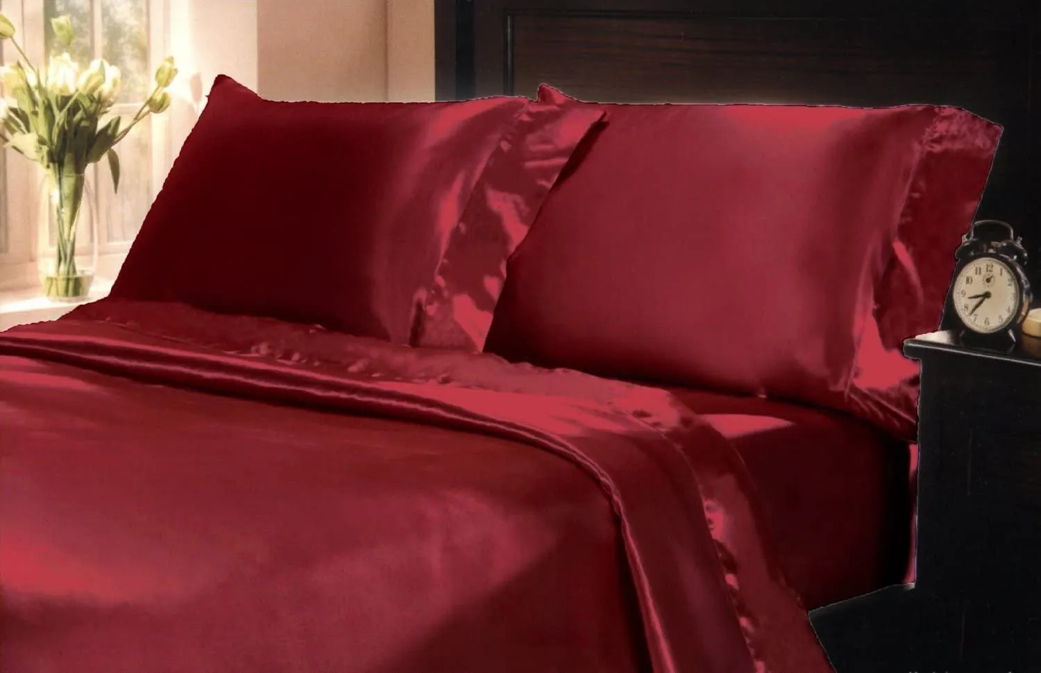 Soft Silky Satin Solid Color Deep Pocket Sheet Set