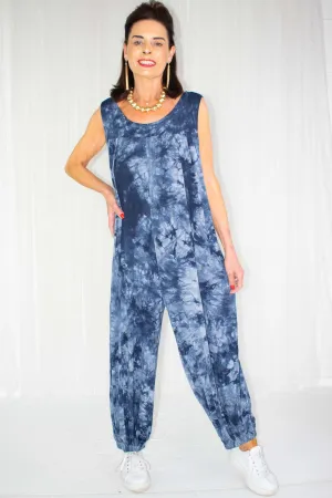 Tala Tie-Dye Jumpsuit In Denim Blue