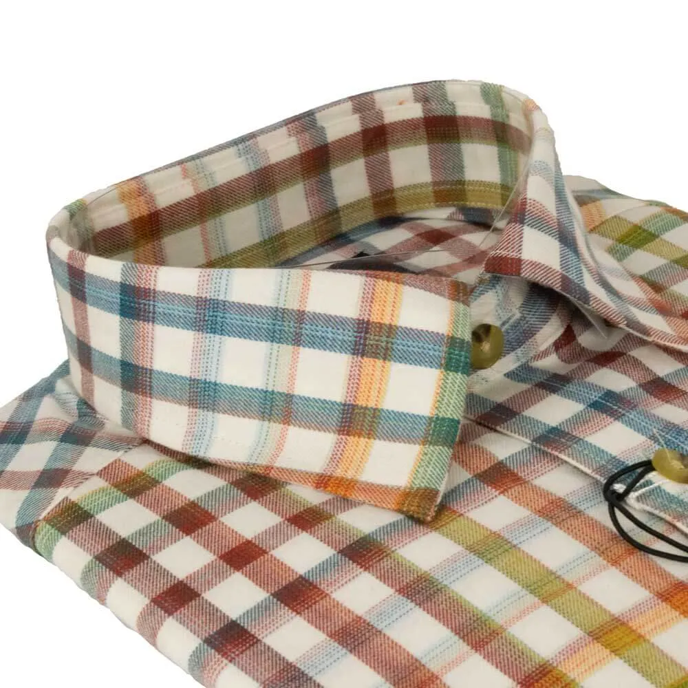 Classic Tattersall Check Shirt - 80% Premium Cotton, 20% Soft Wool Blend