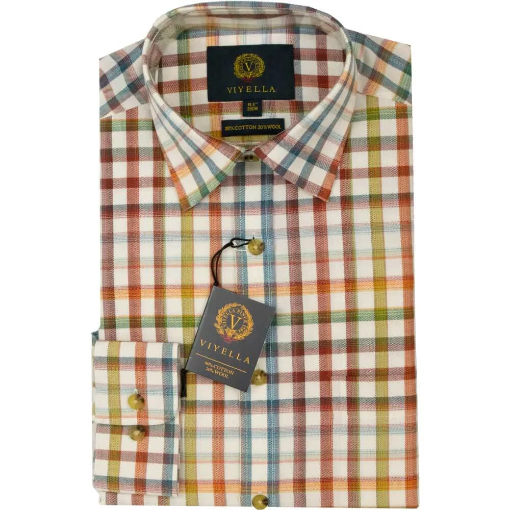 Classic Tattersall Check Shirt - 80% Premium Cotton, 20% Soft Wool Blend