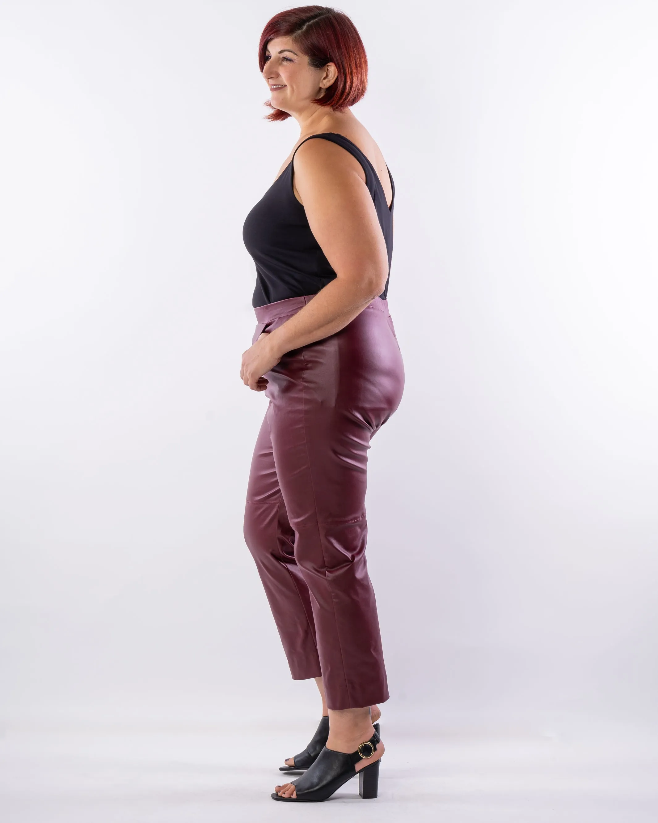 The Wild One Straight Leg Pleather Pant - Wine