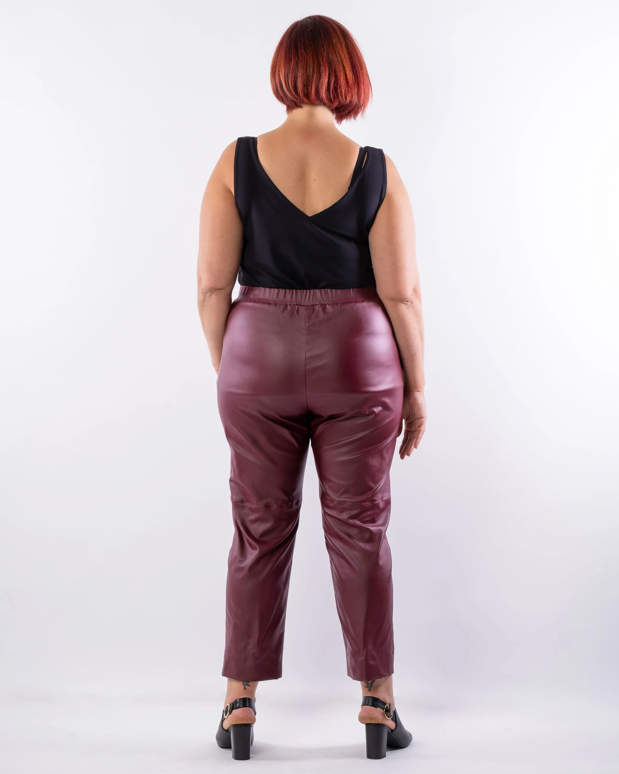 The Wild One Straight Leg Pleather Pant - Wine