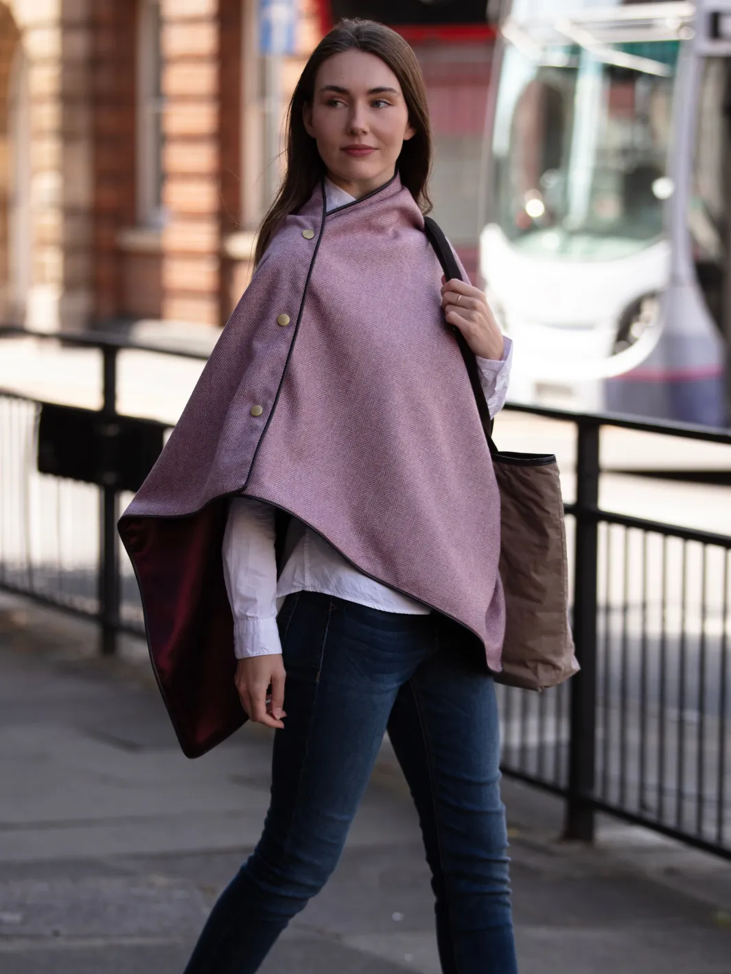 Tweed Shawl - Pink Herringbone